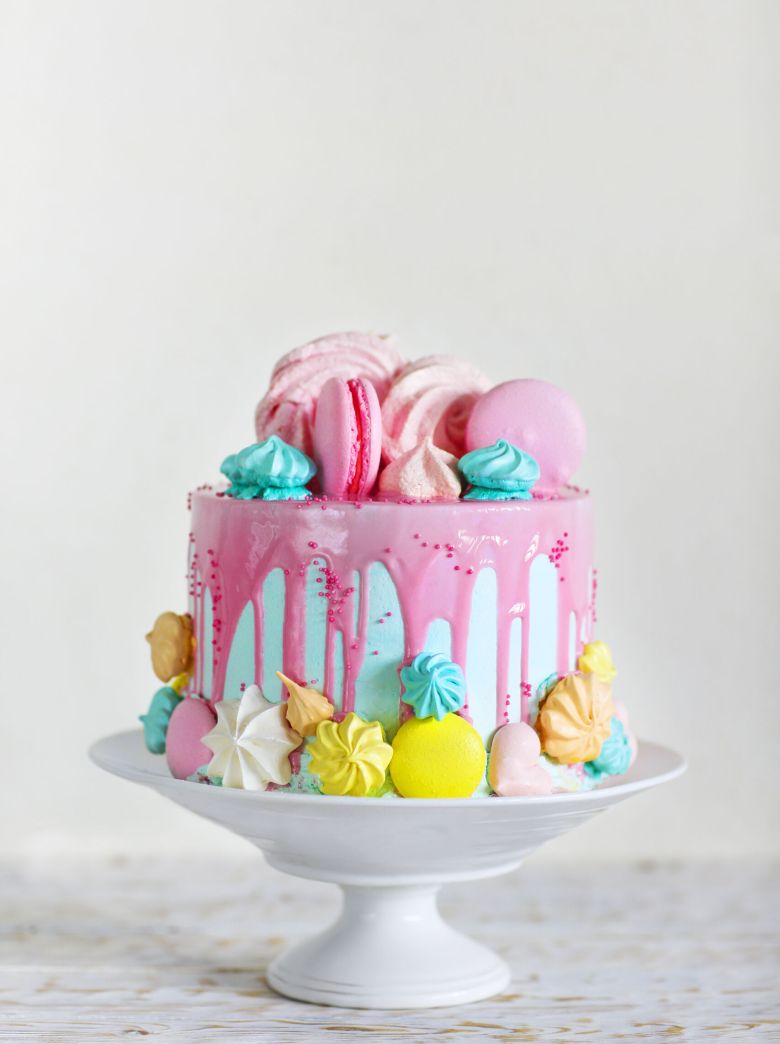 Birthday cake. Modern style. Merengue